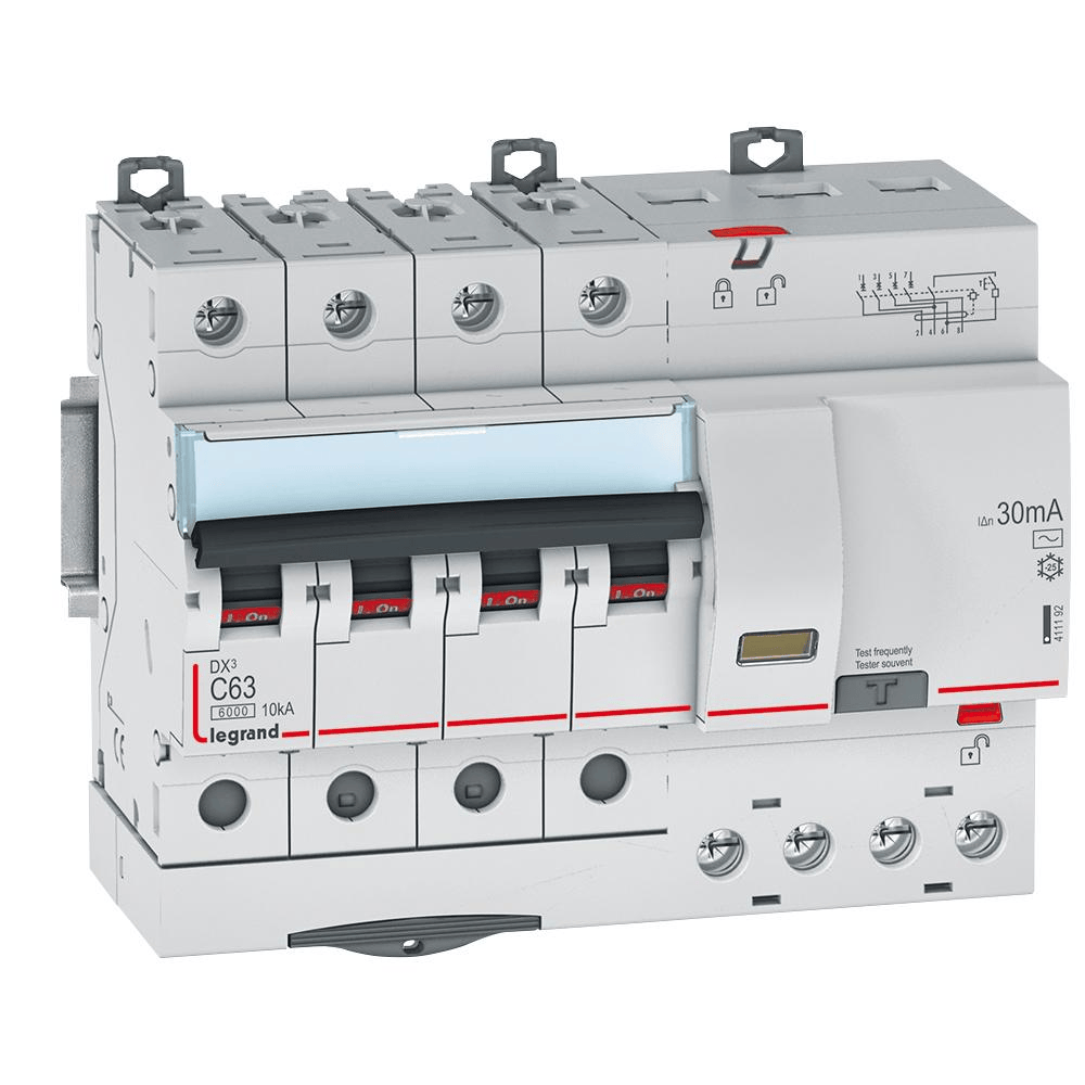 Disjoncteur différentiel monobloc DX³ 4P 63A - 30mA LEGRAND