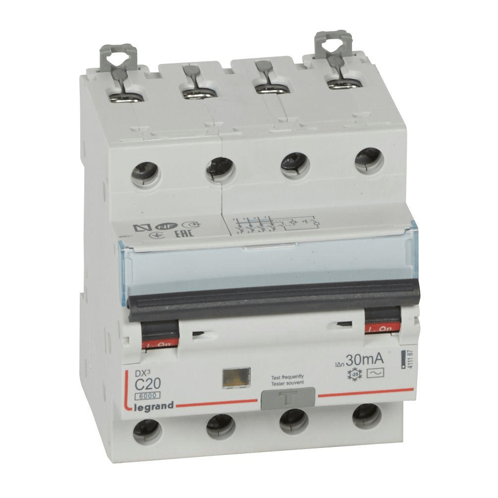 Disjoncteur différentiel monobloc DX³ 4P 20A - 30mA LEGRAND