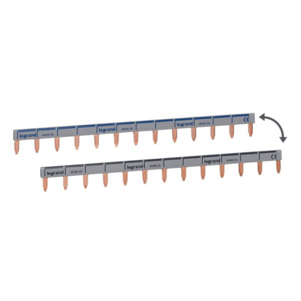 Peigne d'alimentation universel Phase + Neutre HX³ horizontale 1P - longueur 13 modules