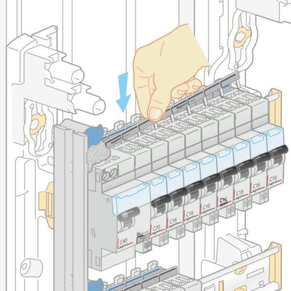 Peigne d'alimentation universel Phase + Neutre HX³ horizontale 1P - longueur 13 modules