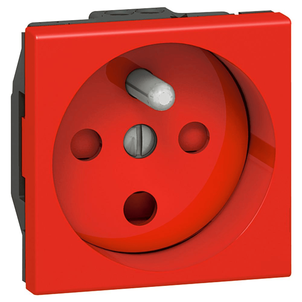 Prise 2P+T à détrompage – Mosaic – Rouge – 2 modules – 16A – Bornes à vis Legrand