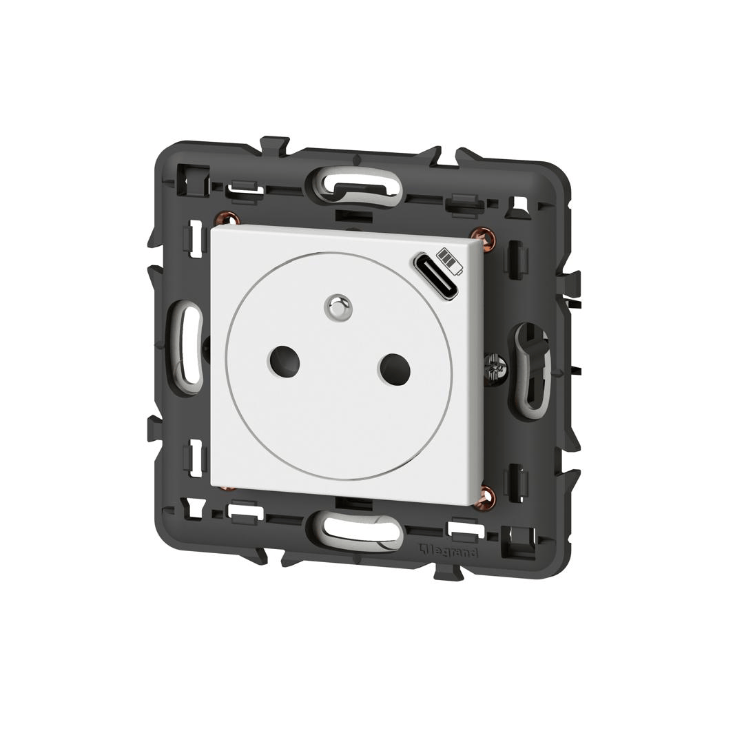 Prise 2P+T Surface + Chargeur USB‑C – Mosaic – 2 modules – Blanc Legrand