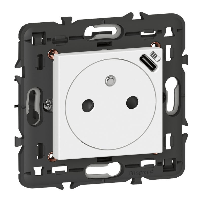 Prise 2P+T Surface + Chargeur USB‑C – Mosaic – 2 modules – Blanc Legrand