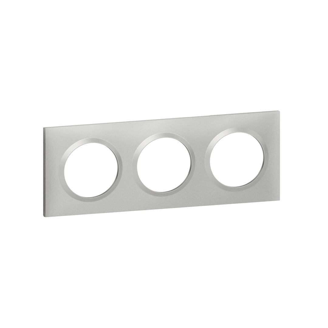 Plaque carrée dooxie 3 postes Aluminium Legrand