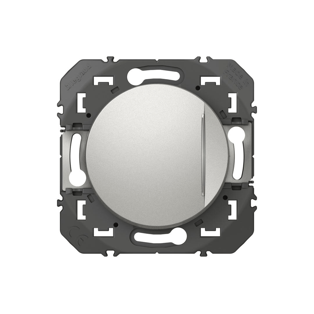 Poussoir simple avec voyant lumineux dooxie 6A finition alu Legrand