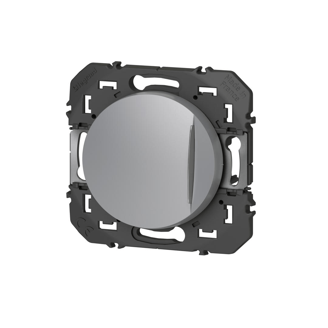 Poussoir simple avec voyant lumineux dooxie 6A finition alu Legrand