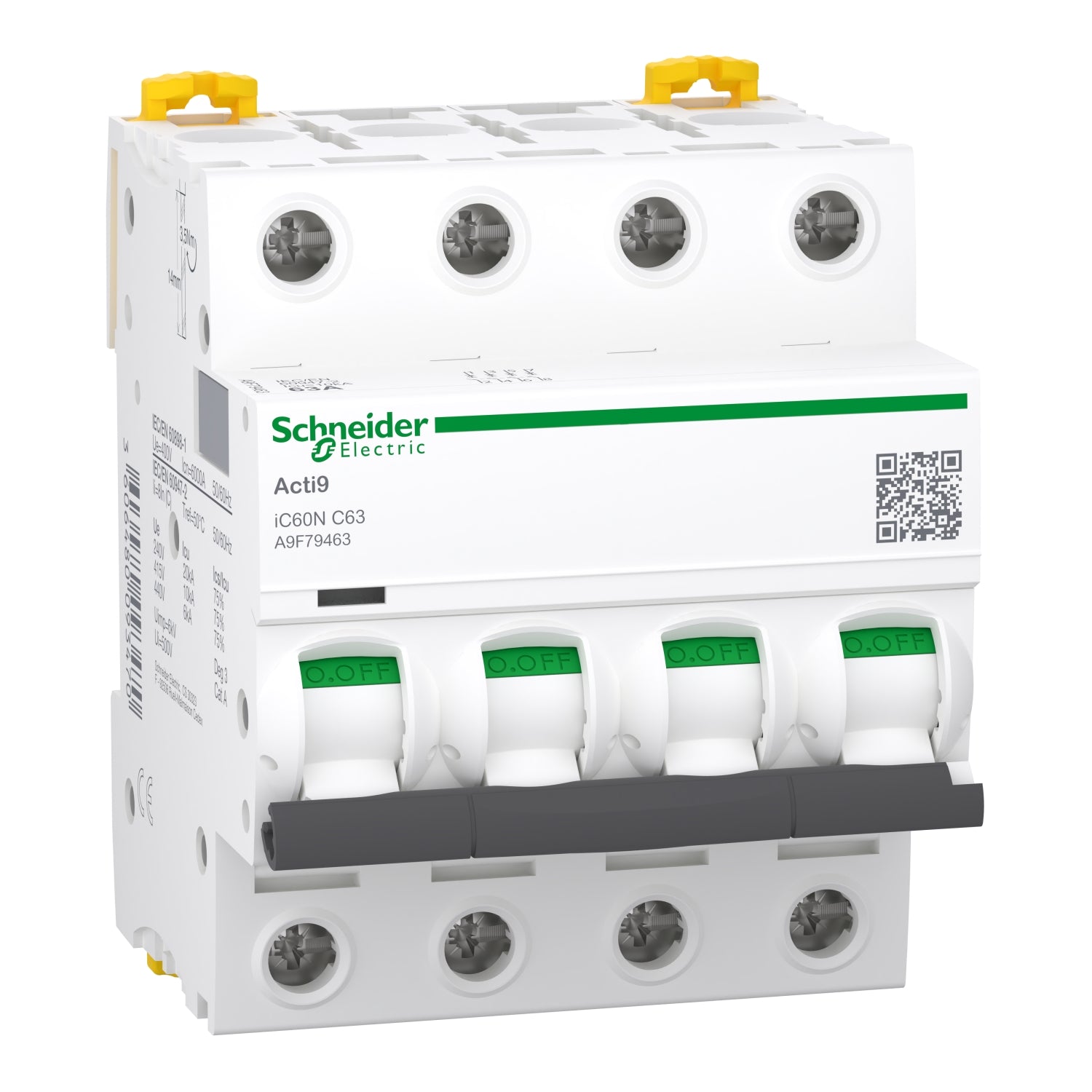 Bloc Disjoncteur différentiel 4P 63A 30mA Acti9 IC60N Schneider
