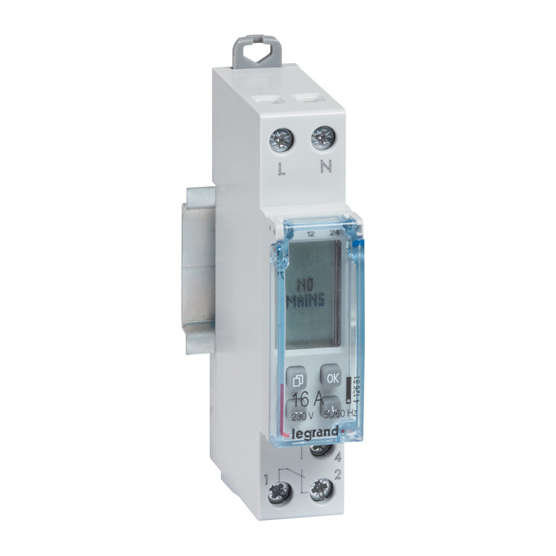 Interrupteur horaire modulaire programmable journalier et hebdomadaire 230V~ 1 sortie 16A - 1 legrand