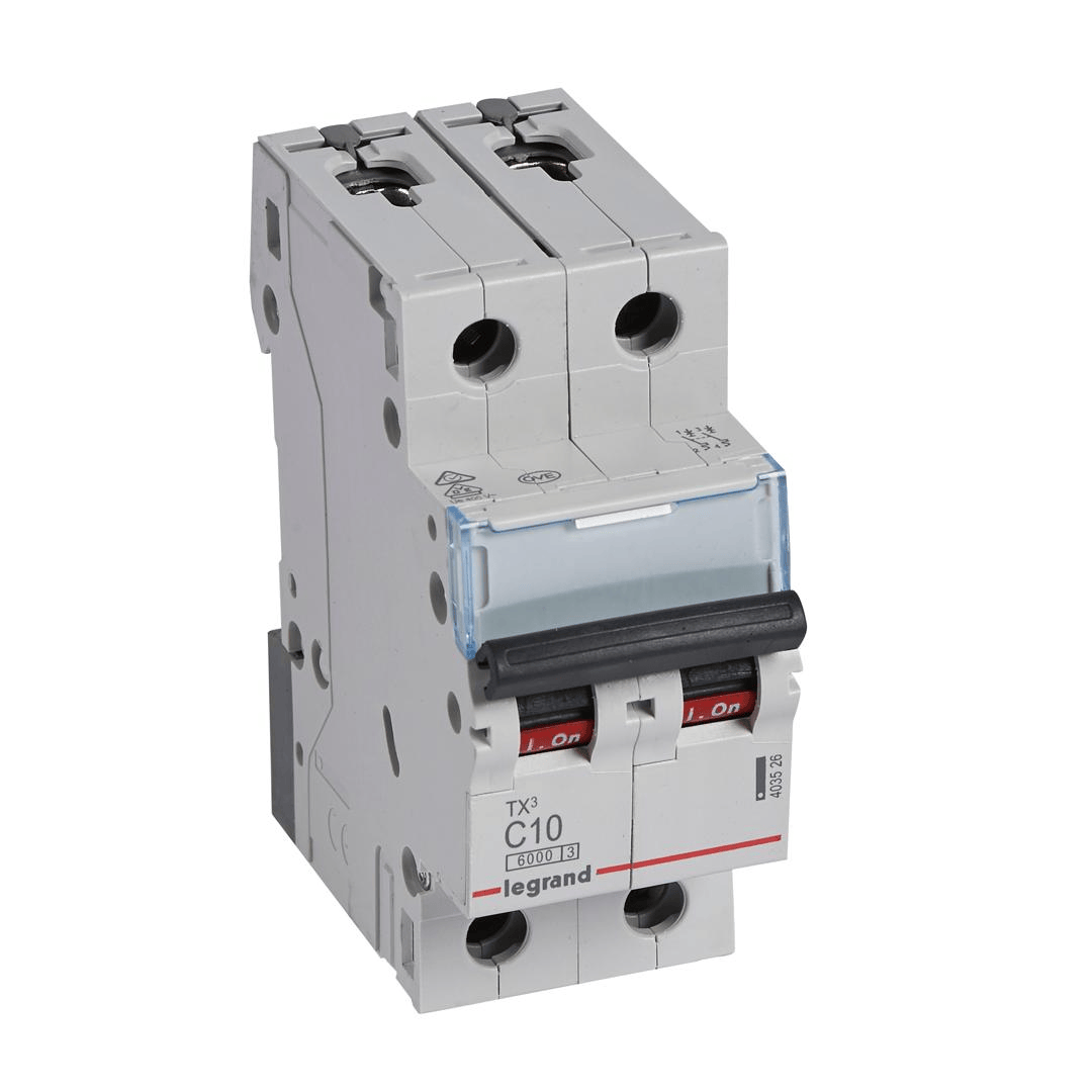 Disjoncteur 2P 10A TX³ 6000A/6KA LEGRAND