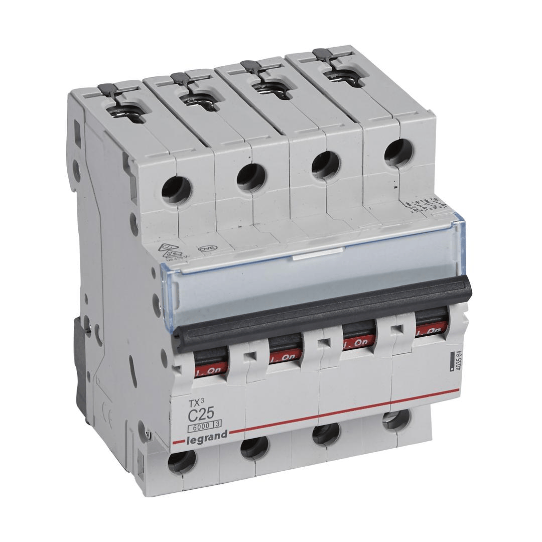 Disjoncteur 4P 25A TX³ 6000A/6KA LEGRAND
