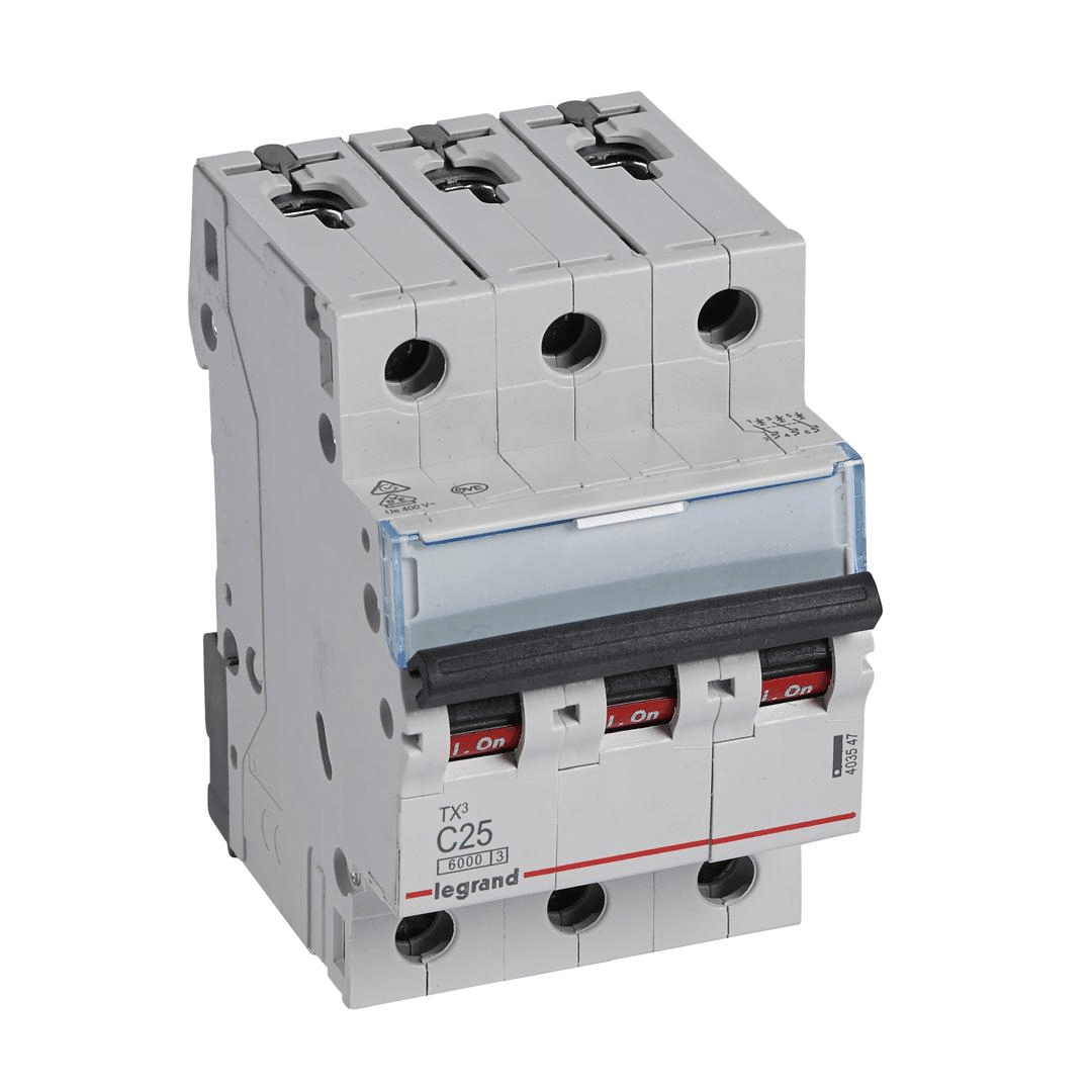 Disjoncteur 3P 25A TX³ 6000A/6KA LEGRAND