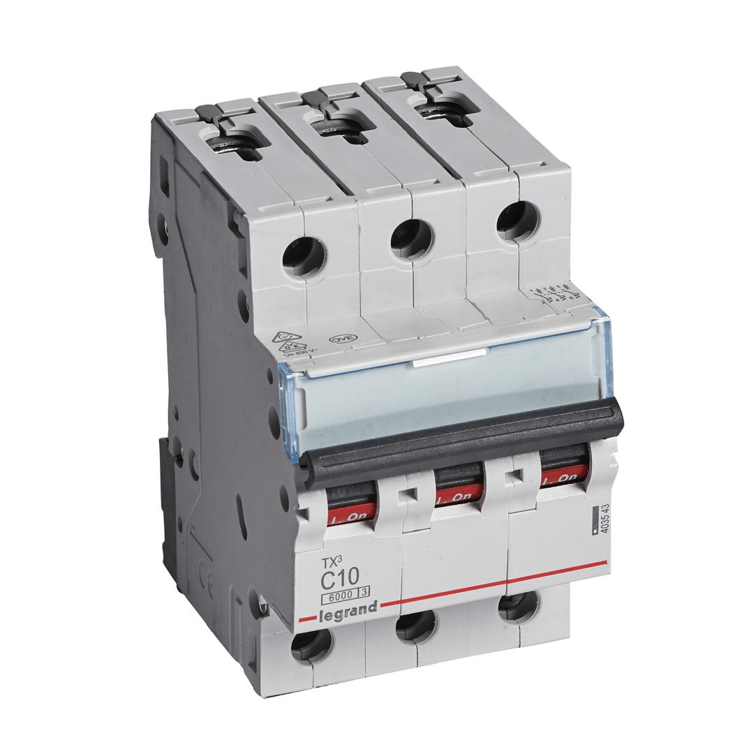 Disjoncteur 3P 10A TX³ 6000A/6KA LEGRAND