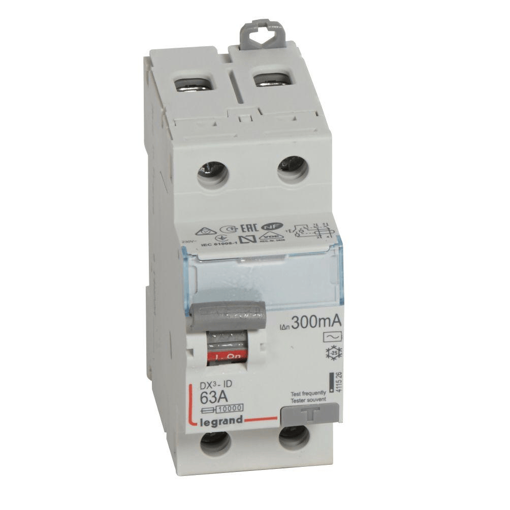 Interrupteur différentiel DX³-ID 2P 63A - 300mA TypeAC LEGRAND