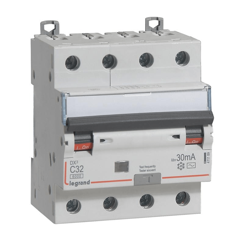 Disjoncteur différentiel monobloc DX³ 4P 32A - 30mA LEGRAND