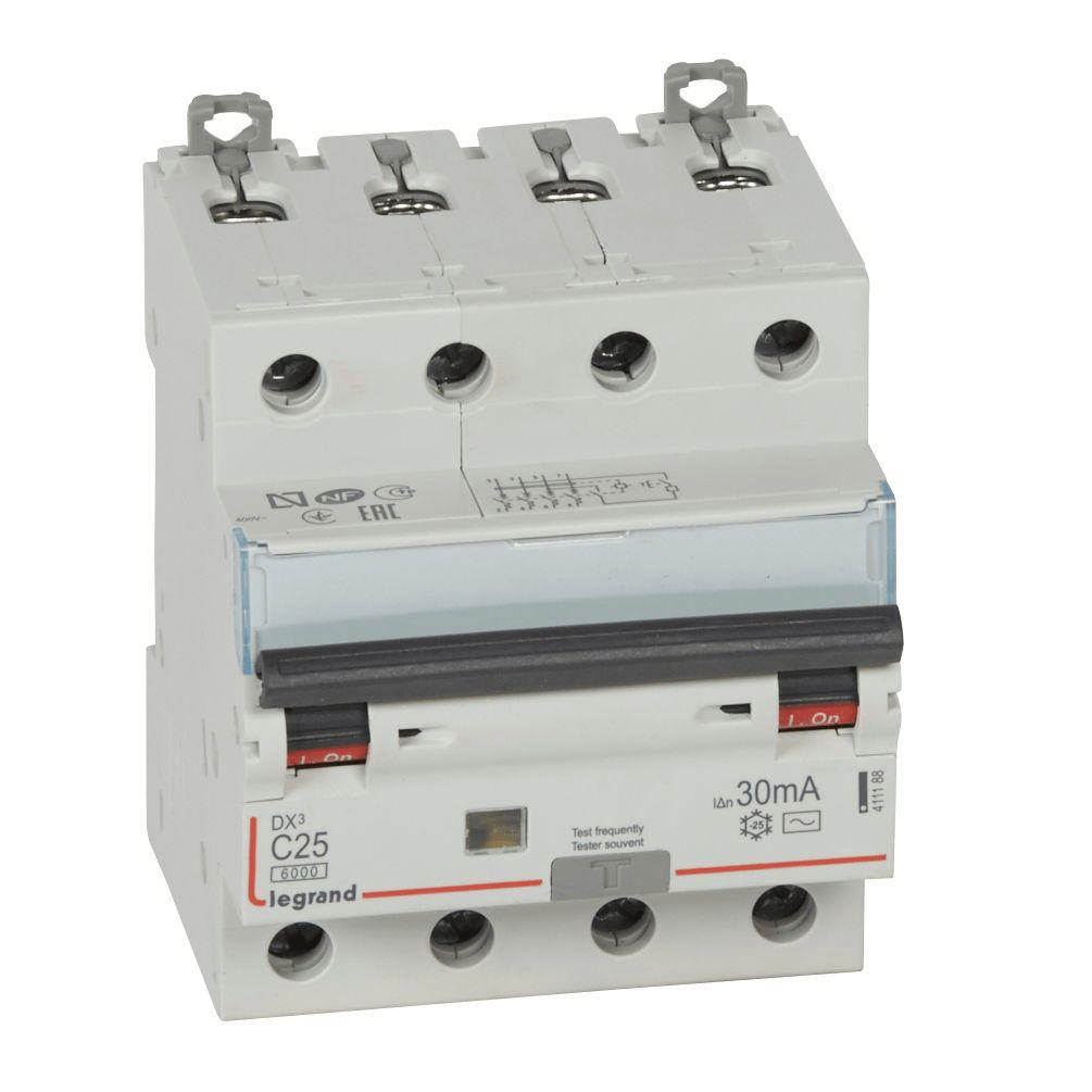 Disjoncteur différentiel monobloc DX³ 4P 25A - 30mA LEGRAND