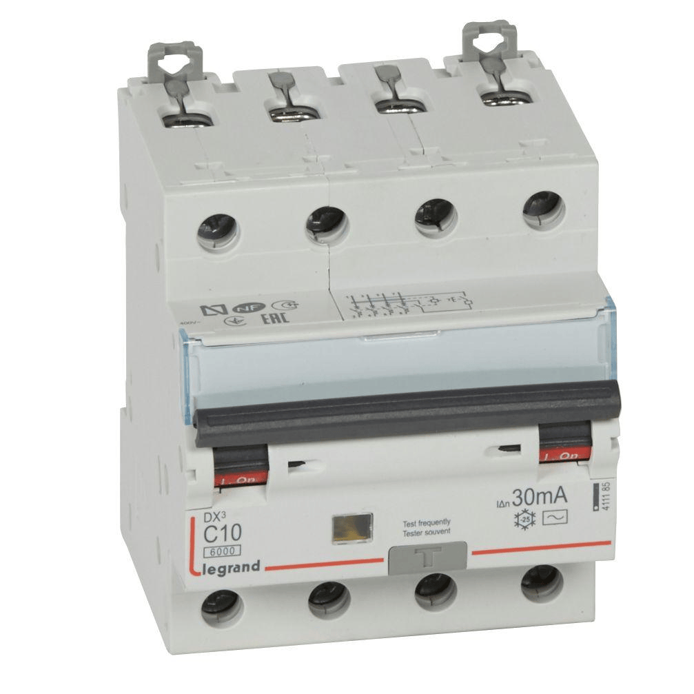 Disjoncteur différentiel monobloc DX³ 4P 10A - 30mA LEGRAND