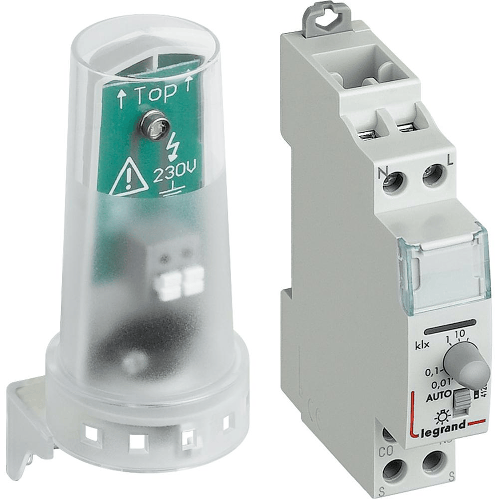 Interrupteur crépusculaire modulaire - sortie 16A 250V~ livré avec cellule photoélectrique - 1 module