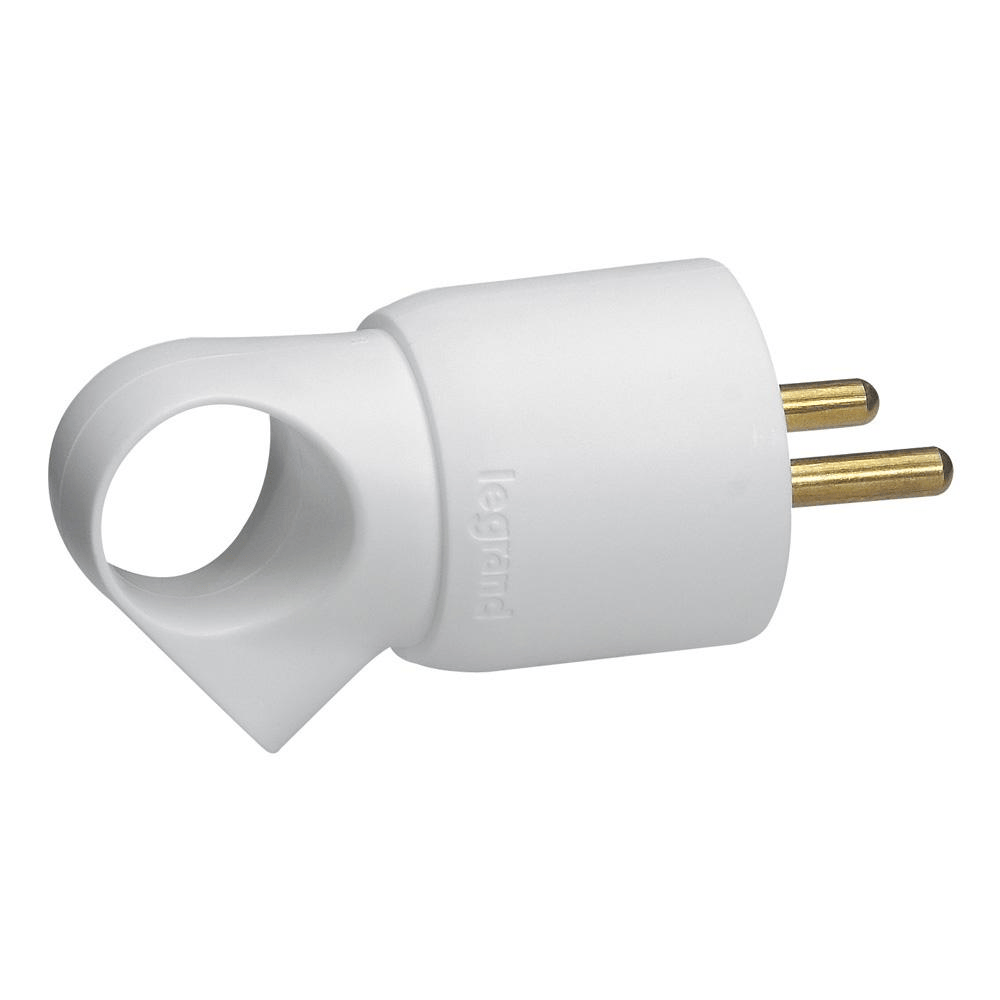 Fiche plastique 2P+T 16A à anneau - blanc Legrand