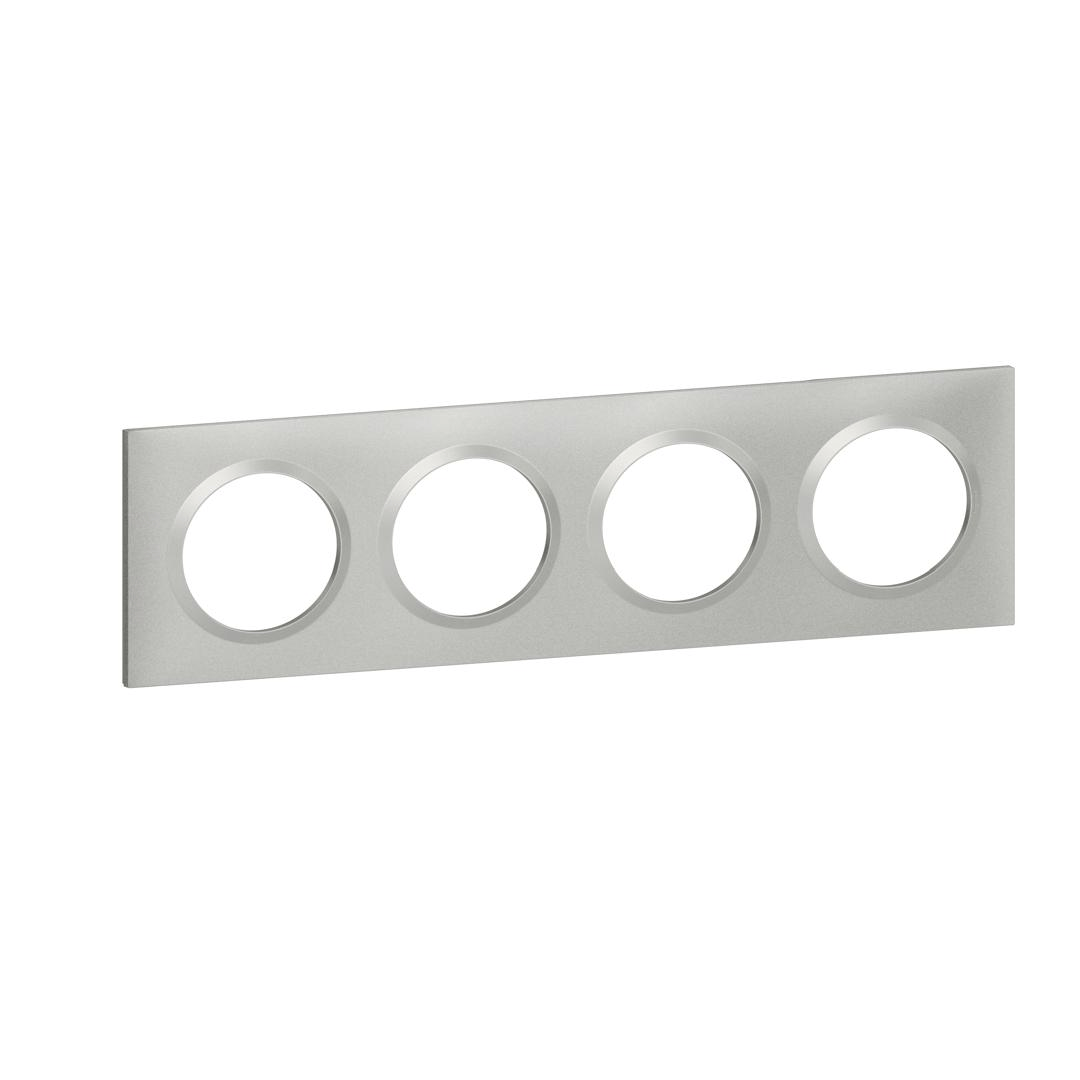 Plaque carrée dooxie 4 postes Aluminium Legrand