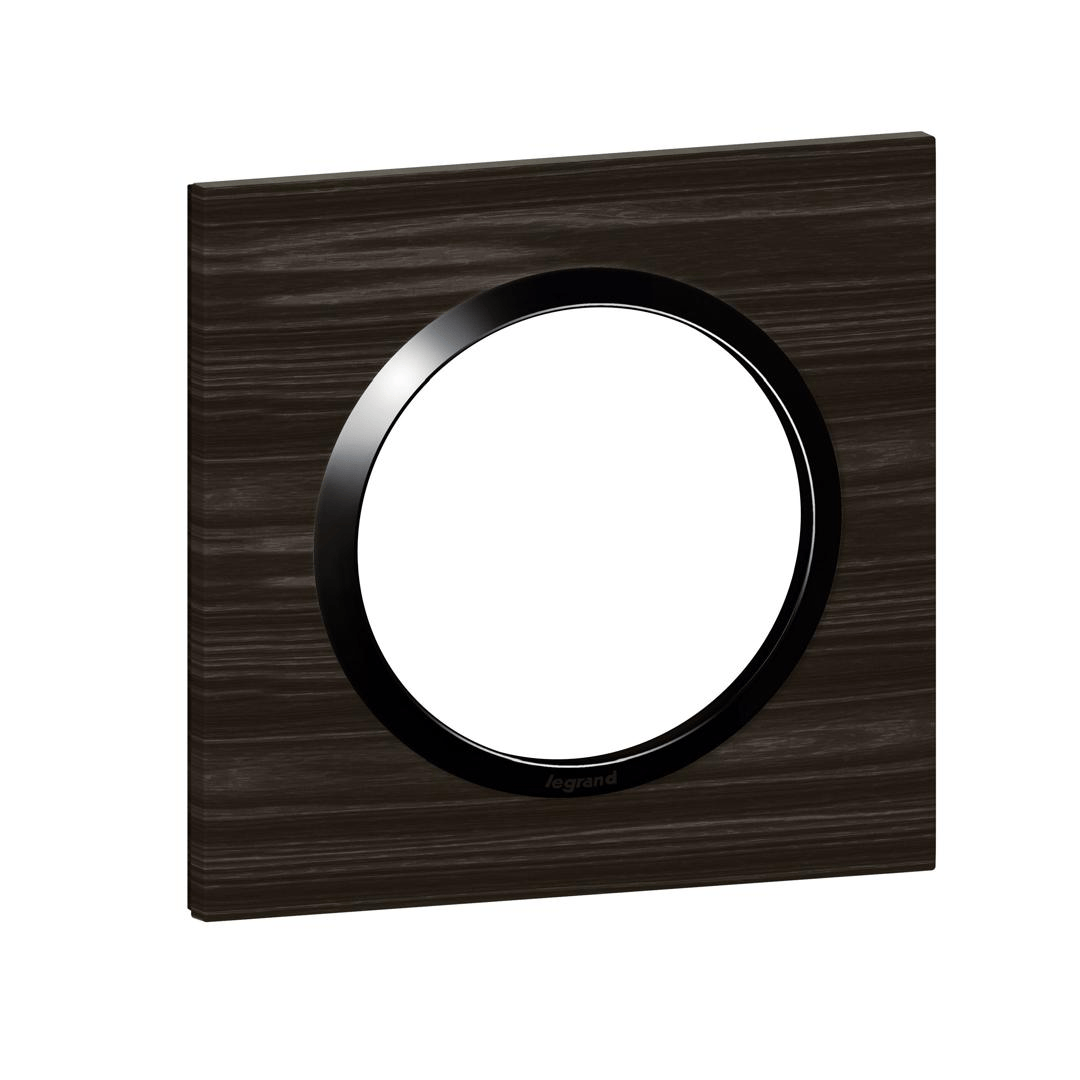 Plaque carrée dooxie 1 poste finition effet bois ébène Legrand