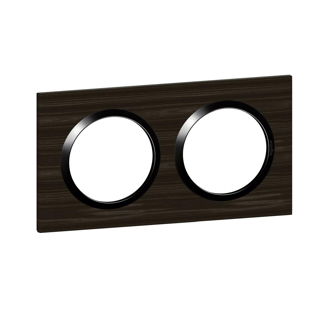 Plaque carrée dooxie 2 postes finition effet bois ébène Legrand