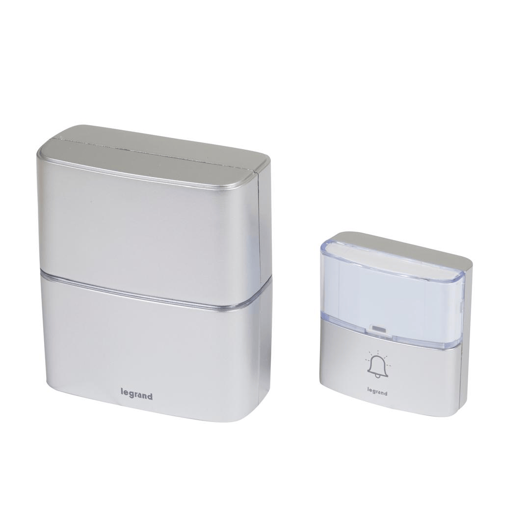 Kit carillon/Sonnerie sans fils Sérénité simple à piles - aluminium Legrand