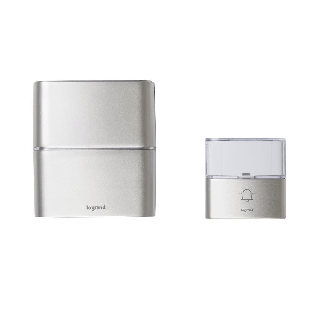 Kit carillon/Sonnerie sans fils Sérénité simple à piles - aluminium Legrand