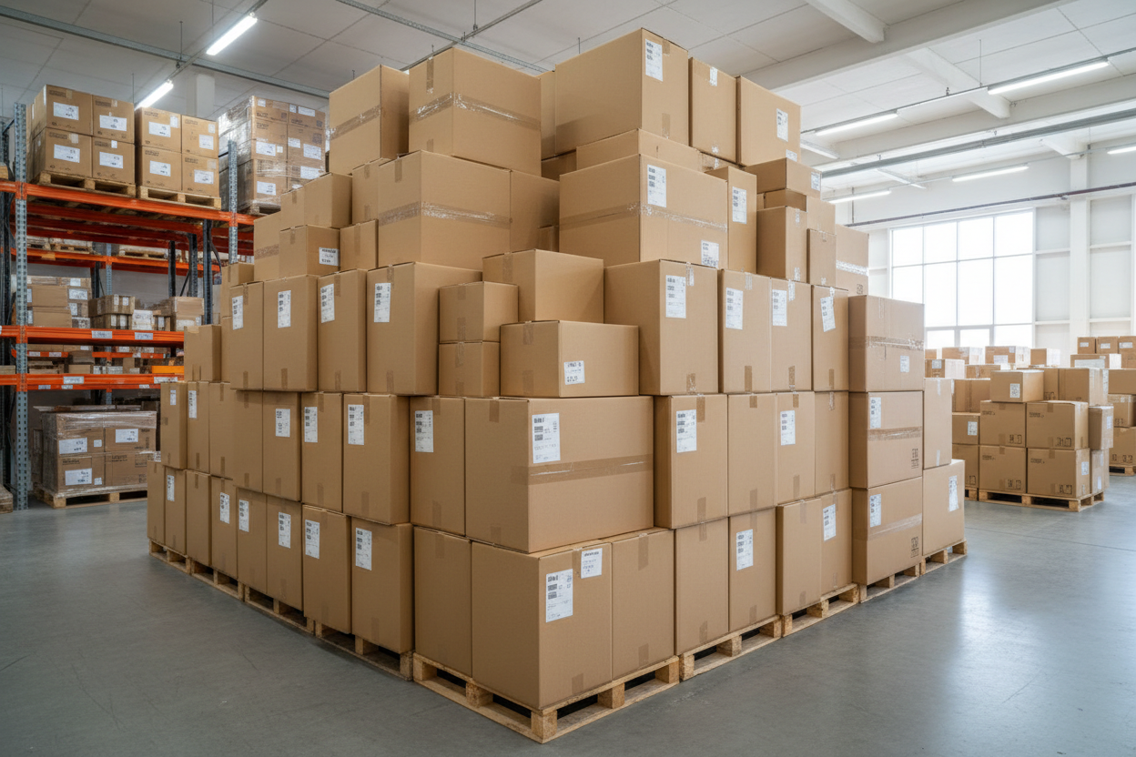 ensemble de cartons empiler les unes sur les autres representant un stock